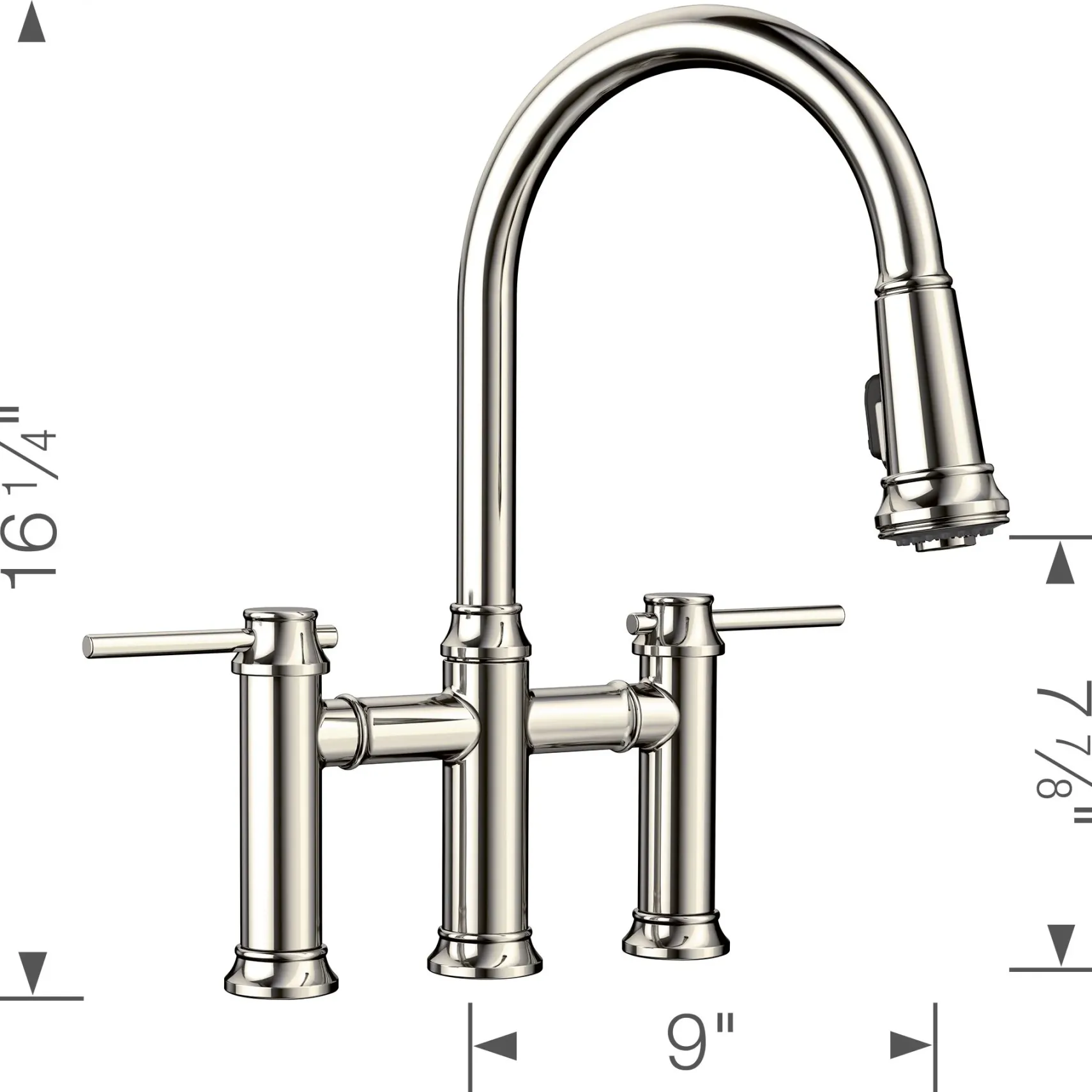 Blanco Empressa 1.5 GPM Brass Kitchen Faucet, Pull-Down, Polished Nickel, 442506