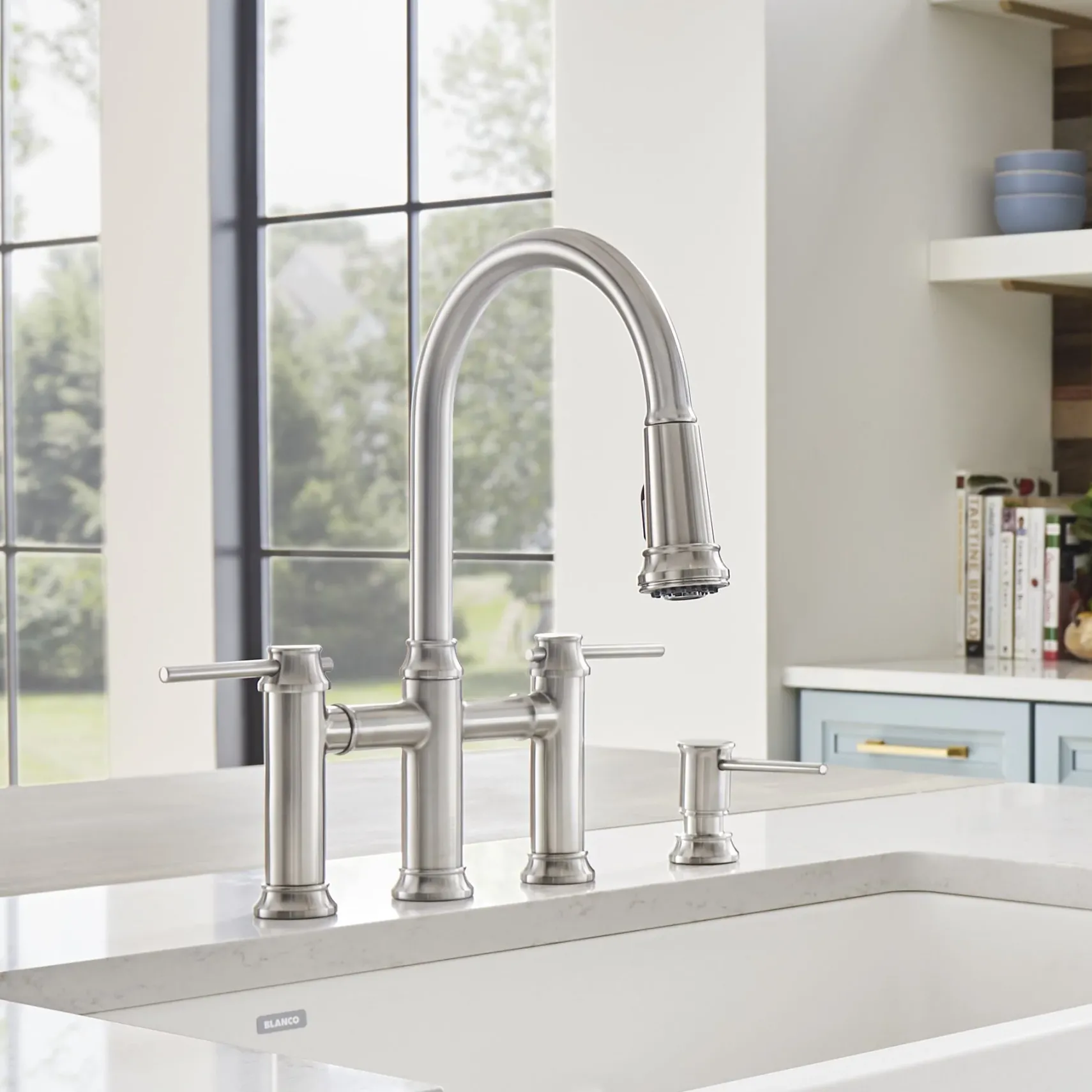 Blanco Empressa 1.5 GPM Brass Kitchen Faucet, Pull-Down, Stainless, 442505