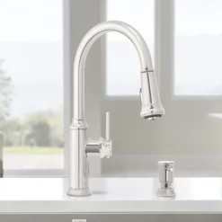 Blanco Empressa 1.5 GPM Brass Kitchen Faucet, Pull-Down, Polished Nickel, 442502