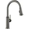 Blanco Empressa High Arc Pull-Down Dual-Spray Kitchen Faucet, Satin Dark Steel, 1.5 GPM, Brass, 443262