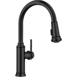 Blanco Empressa High Arc Pull-Down Dual-Spray Kitchen Faucet, Matte Black, 1.5 GPM, Brass, 443023
