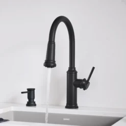 Blanco Empressa High Arc Pull-Down Dual-Spray Kitchen Faucet, Matte Black, 1.5 GPM, Brass, 443023