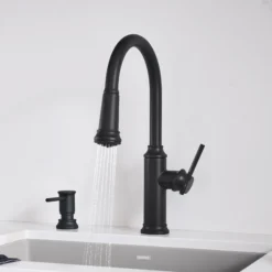 Blanco Empressa High Arc Pull-Down Dual-Spray Kitchen Faucet, Matte Black, 1.5 GPM, Brass, 443023