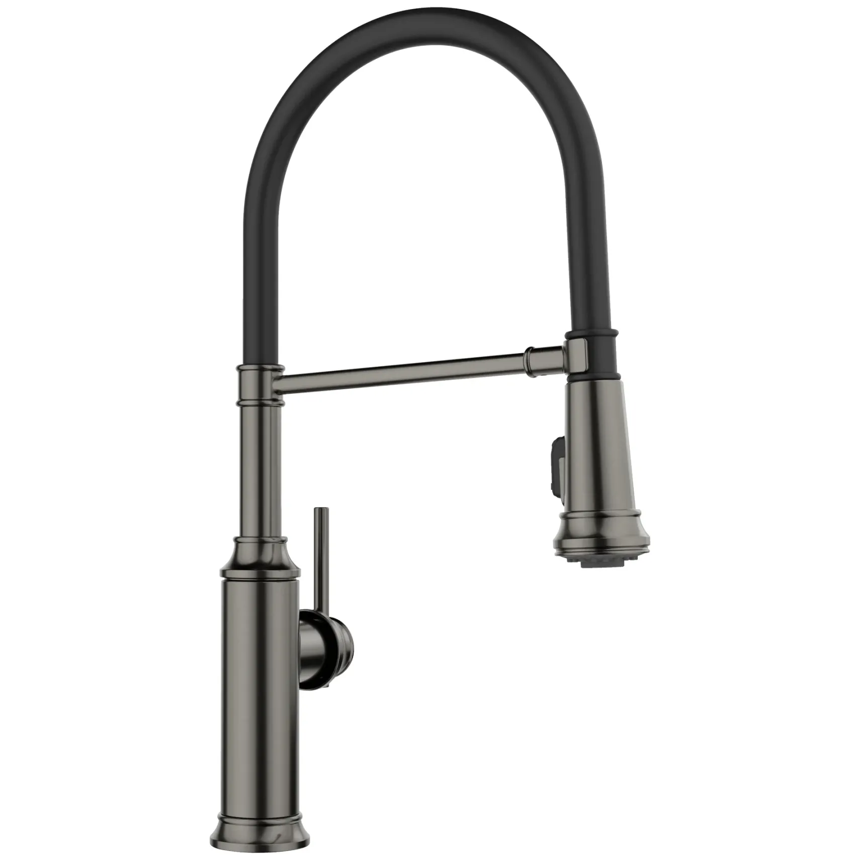 Blanco Empressa Semi-Pro Pull-Down Dual-Spray Kitchen Faucet, Satin Dark Steel, 1.5 GPM, Brass, 443264