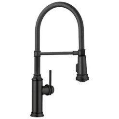 Blanco Empressa Semi-Pro Pull-Down Dual-Spray Kitchen Faucet, Matte Black, 1.5 GPM, Brass, 443022