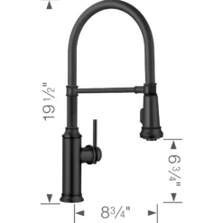 Blanco Empressa Semi-Pro Pull-Down Dual-Spray Kitchen Faucet, Matte Black, 1.5 GPM, Brass, 443022