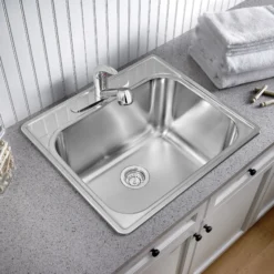 Blanco Essential 25" Drop In/Topmount Stainless Steel Laundry Sink, 20 Gauge, 441400