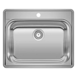 Blanco Essential 25" Drop In/Topmount Stainless Steel Laundry Sink, 20 Gauge, Brushed Finish, 441078