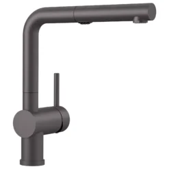 Blanco Linus 1.5 GPM Brass Kitchen Faucet, Pull-Out, Cinder, 526369