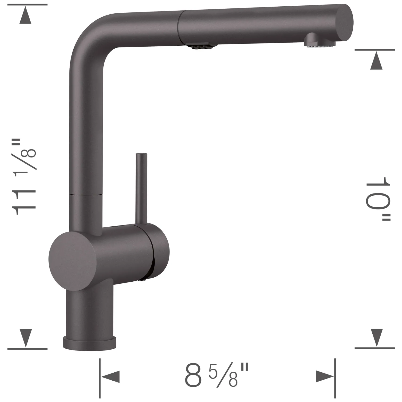 Blanco Linus 1.5 GPM Brass Kitchen Faucet, Pull-Out, Cinder, 526369
