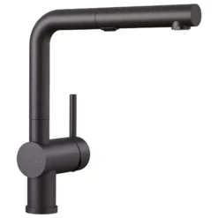 Blanco Linus 1.5 GPM Brass Kitchen Faucet, Pull-Out, Anthracite, 526367
