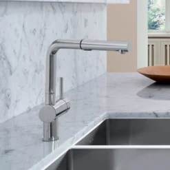 Blanco Linus 1.5 GPM Brass Kitchen Faucet, Pull-Out, Polished Chrome, 526365