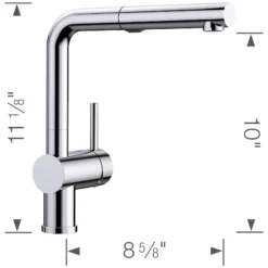 Blanco Linus 1.5 GPM Brass Kitchen Faucet, Pull-Out, Polished Chrome, 526365