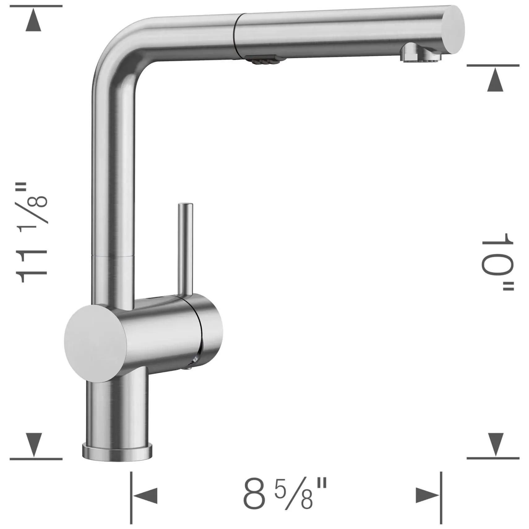 Blanco Linus 1.5 GPM Brass Kitchen Faucet, Pull-Out, Stainless, 526366