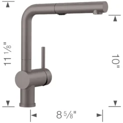 Blanco Linus 1.5 GPM Brass Kitchen Faucet, Pull-Out, Metallic Gray, 526370