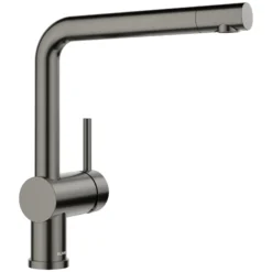 Blanco Linus Low Arc Pull-Out Dual-Spray Kitchen Faucet, Satin Dark Steel, 1.5 GPM, Brass, 443269