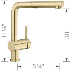 Blanco Linus Low Arc Pull-Out Dual-Spray Kitchen Faucet, Satin Gold, 1.5 GPM, Brass, 526686