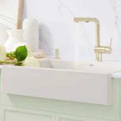 Blanco Linus Low Arc Pull-Out Dual-Spray Kitchen Faucet, Satin Gold, 1.5 GPM, Brass, 526686