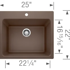 Blanco Liven 25" Dual Mount Granite Composite Laundry Sink, Silgranit, Cafe, 401922