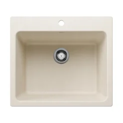 Blanco Liven 25" Dual Mount Silgranit Laundry Sink, Soft White, 1 Faucet Hole, 443079
