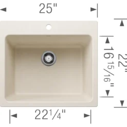 Blanco Liven 25" Dual Mount Silgranit Laundry Sink, Soft White, 1 Faucet Hole, 443079