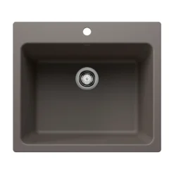 Blanco Liven 25" Dual Mount Silgranit Laundry Sink, Volcano Gray, 1 Faucet Hole, 443116
