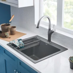 Blanco Liven 25" Dual Mount Granite Composite Laundry Sink, Silgranit, Cinder, 401923