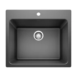 Blanco Liven 25" Dual Mount Granite Composite Laundry Sink, Silgranit, Anthracite, 401920