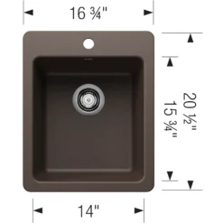 Blanco Liven 17" Rectangle Silgranit Bar/Prep Sink, Cafe, 1 Faucet Hole, 443239