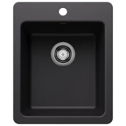 Blanco Liven 17" Rectangle Silgranit Bar/Prep Sink, Coal Black, 1 Faucet Hole, 443234