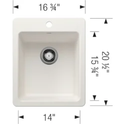 Blanco Liven 17" Rectangle Silgranit Bar/Prep Sink, White, 1 Faucet Hole, 443237
