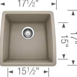 Blanco Performa 18" Rectangle Granite Composite Bar/Prep Sink, Silgranit, Truffle, 441288