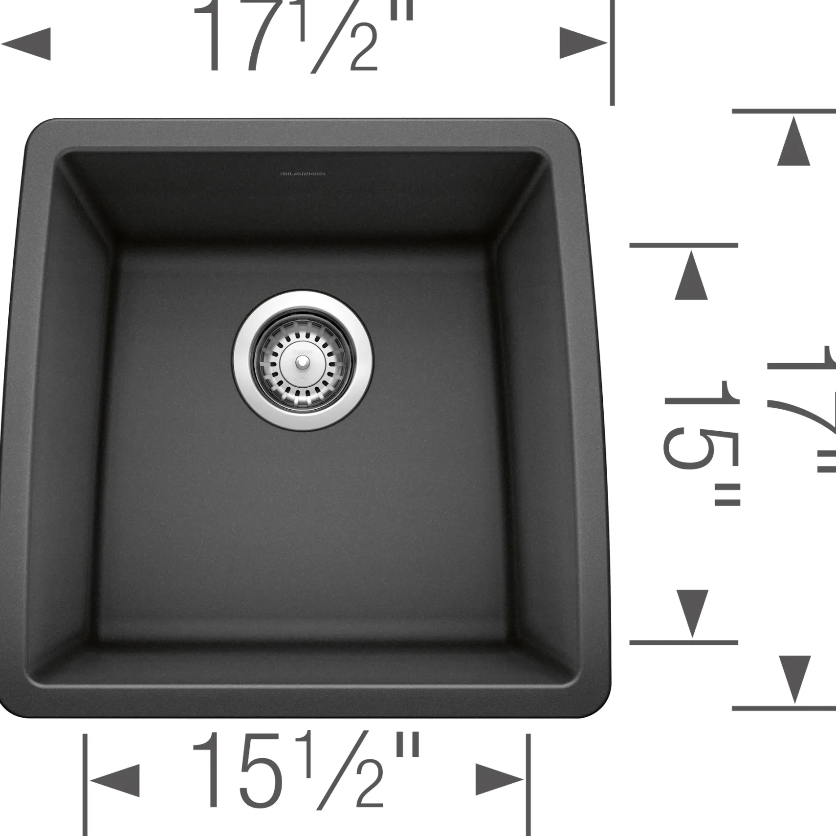 Blanco Performa 18" Rectangle Granite Composite Bar/Prep Sink, Silgranit, Anthracite, 440079