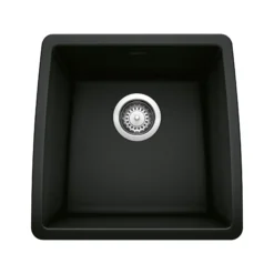 Blanco Performa 18" Rectangle Granite Composite Bar/Prep Sink, Silgranit, Coal Black, 442938