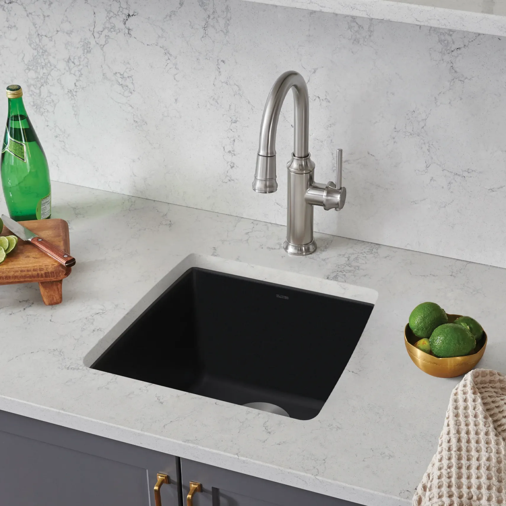 Blanco Performa 18" Rectangle Granite Composite Bar/Prep Sink, Silgranit, Coal Black, 442938