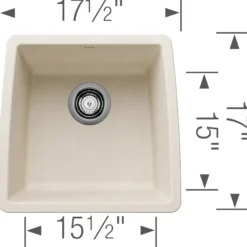 Blanco Performa 18" Square Silgranit Bar/Prep Sink, Soft White, No Faucet Hole, 443087