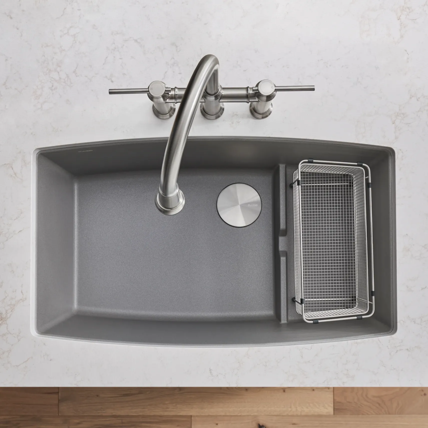 Blanco Performa 32" Undermount Granite Composite Kitchen Sink with Accessories, Silgranit, Metallic Gray, 440067