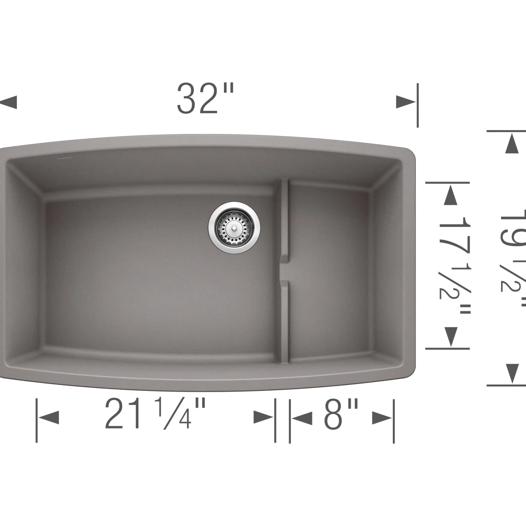 Blanco Performa 32" Undermount Granite Composite Kitchen Sink with Accessories, Silgranit, Metallic Gray, 440067