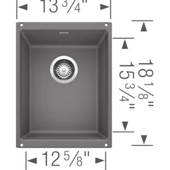 Blanco Precis 14" Rectangle Granite Composite Bar/Prep Sink, Silgranit, Cinder, 519048