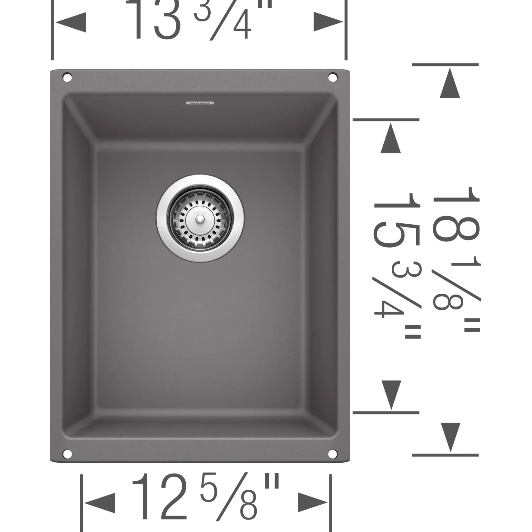 Blanco Precis 14" Rectangle Granite Composite Bar/Prep Sink, Silgranit, Cinder, 519048