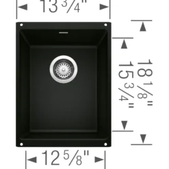 Blanco Precis 14" Rectangle Granite Composite Bar/Prep Sink, Silgranit, Coal Black, 442932