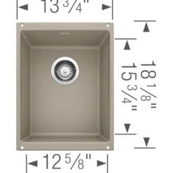 Blanco Precis 14" Rectangle Granite Composite Bar/Prep Sink, Silgranit, Truffle, 517676