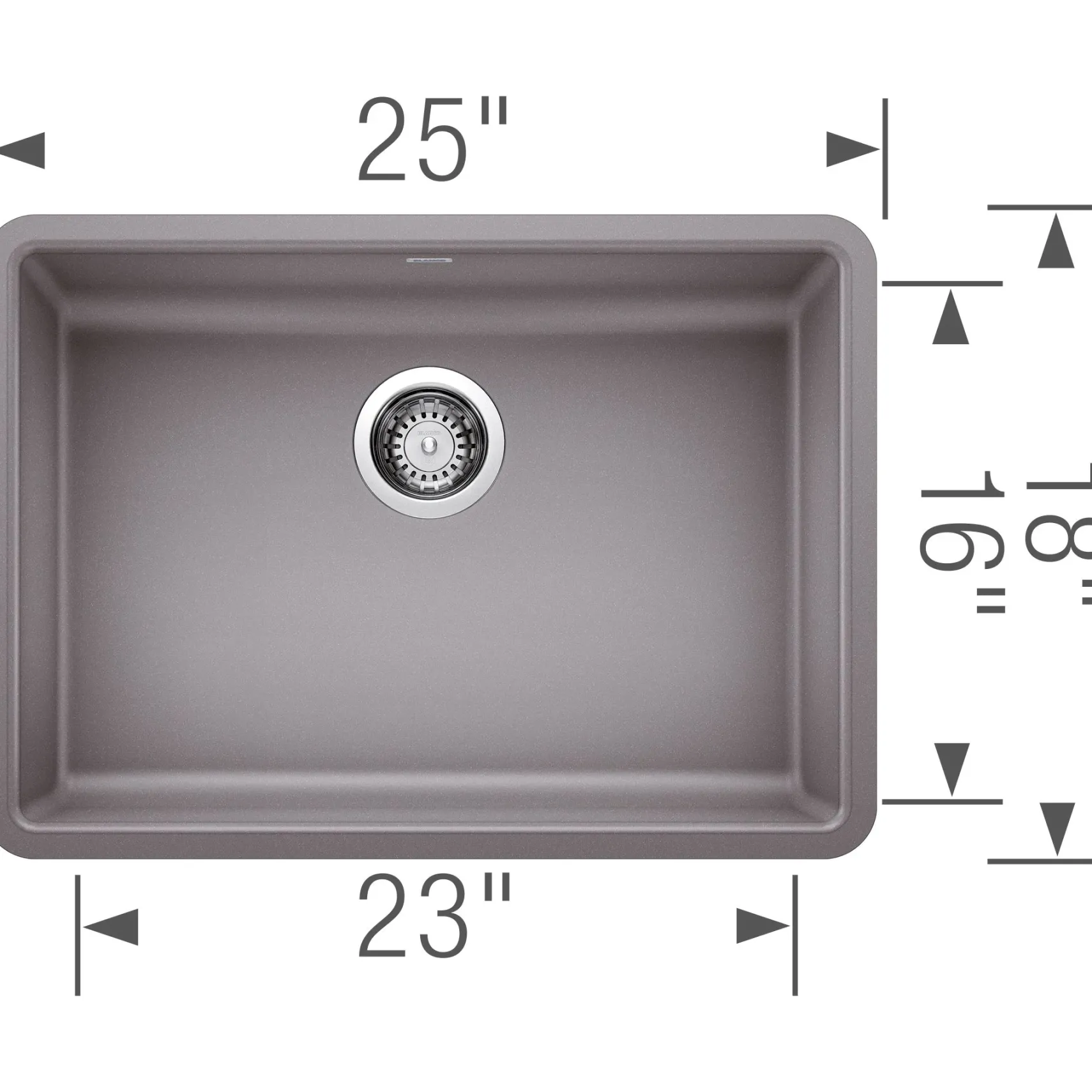 Blanco Precis 25" Undermount Granite Composite ADA Kitchen Sink, Silgranit, Metallic Gray, 442545