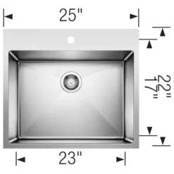 Blanco Quatrus 25" Dual Mount Stainless Steel Laundry Sink, 18 Gauge, 522136