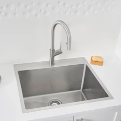 Blanco Quatrus 25" Dual Mount Stainless Steel Laundry Sink, 18 Gauge, 522136