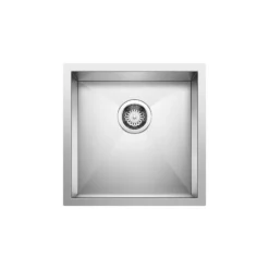 Blanco Quatrus 17" Square Stainless Steel Bar/Prep Sink, Satin Polish, 18 Gauge, No Faucet Hole, 443049