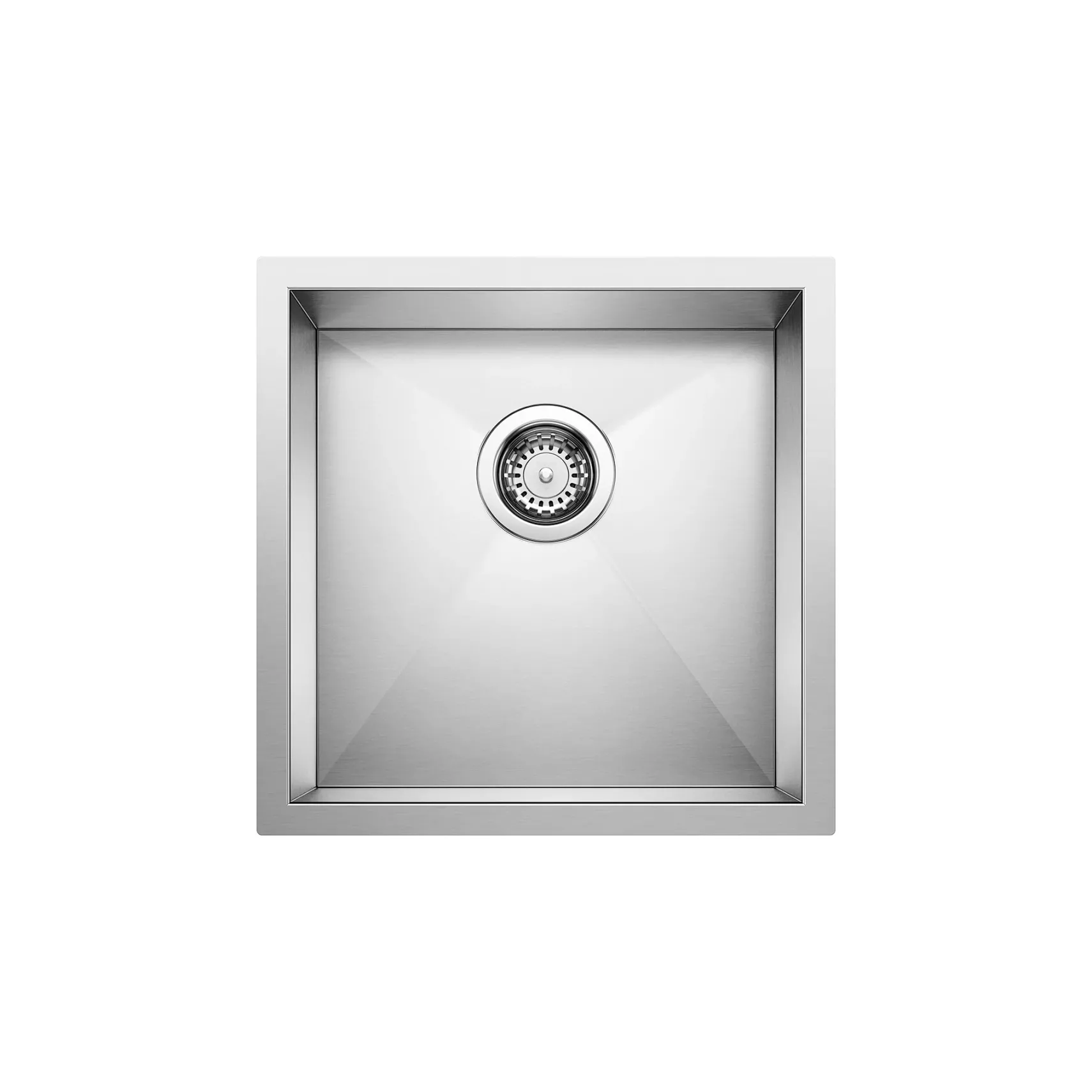 Blanco Quatrus 17" Square Stainless Steel Bar/Prep Sink, Satin Polish, 18 Gauge, No Faucet Hole, 443049