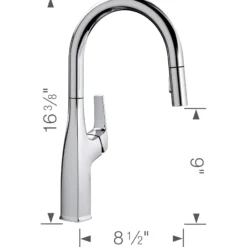 Blanco Rivana 1.5 GPM Brass Kitchen Faucet, Pull-Down, Polished Chrome, 442677