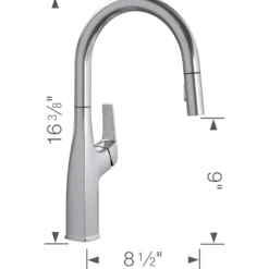 Blanco Rivana 1.5 GPM Brass Kitchen Faucet, Pull-Down, Stainless, 442678