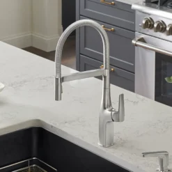 Blanco Rivana 1.5 GPM Brass Kitchen Faucet, Semi-Pro, Stainless, 442676